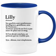 quotedazur - Mug Définition Prénom Lilly Déesse Tout Simplement - Cadeau Humour Prénom - Idée Cadeau Famille Saint Valentin - Tasse Prénom Lilly - Idéal Pour Noël Au Bureau