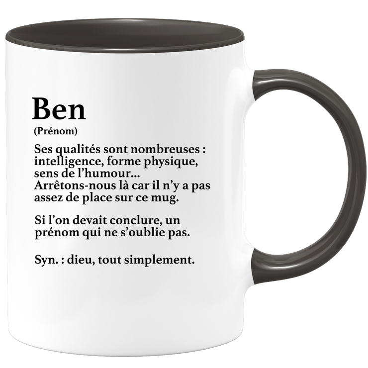 quotedazur - Mug Définition Prénom Ben Dieu Tout Simplement - Cadeau Humour Prénom - Idée Cadeau Famille Saint Valentin - Tasse Prénom Ben