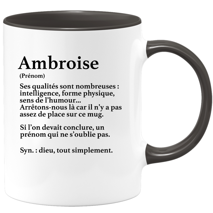 quotedazur - Mug Définition Prénom Ambroise Dieu Tout Simplement - Cadeau Humour Prénom - Idée Cadeau Famille Saint Valentin - Tasse Prénom Ambroise