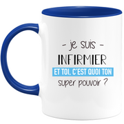 quotedazur - Mug Je Suis Infirmier Et Toi C'est Quoi Ton Super Pouvoir - Cadeau Humour Travail - Idée Cadeau Départ Collègue - Tasse Chef Infirmier - Idéal Pour Noël Au Bureau