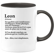 Mug Gift Leon - definition Leon - Personalized first name gift Birthday Man Christmas departure colleague - Ceramic - White