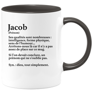 quotedazur - Mug Définition Prénom Jacob Dieu Tout Simplement - Cadeau Humour Prénom - Idée Cadeau Famille Saint Valentin - Tasse Prénom Jacob