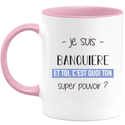 quotedazur - Mug Je Suis Banquiere Et Toi C'est Quoi Ton Super Pouvoir - Cadeau Humour Travail - Idée Cadeau Départ Collègue - Tasse Chef Banquiere - Idéal Pour Noël Au Bureau