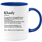 Khady Gift Mug - Khady definition - Personalized first name gift Birthday Woman Christmas departure colleague - Ceramic - White