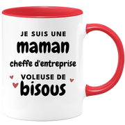 quotedazur - Mug Je Suis Une Maman Cheffe d'entreprise Voleuse De Bisous - Cadeau Fête Des Mères Original - Idée Cadeau Pour Anniversaire Maman - Cadeau Pour Future Maman Naissance