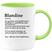 quotedazur - Mug Définition Prénom Blandine Déesse Tout Simplement - Cadeau Humour Prénom - Idée Cadeau Famille Saint Valentin - Tasse Prénom Blandine - Idéal Pour Noël Au Bureau