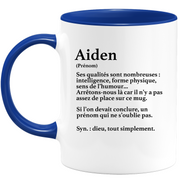 Mug Gift Aiden - definition Aiden - Personalized first name gift Birthday Man Christmas departure colleague - Ceramic - White