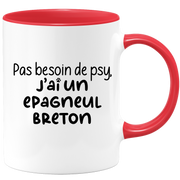 quotedazur - Mug Pas Besoin De Psy J'ai Un Epagneul Breton - Cadeau Humour Chien - Tasse Originale Animaux Cadeau Noël Anniversaire