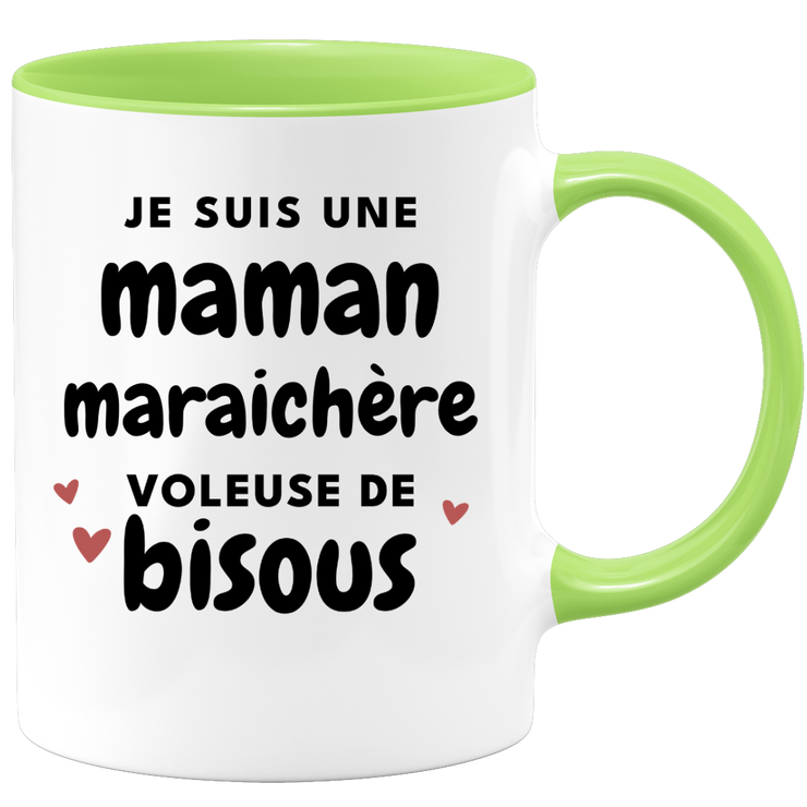 quotedazur - Mug Je Suis Une Maman Maraichère Voleuse De Bisous - Cadeau Fête Des Mères Original - Idée Cadeau Pour Anniversaire Maman - Cadeau Pour Future Maman Naissance