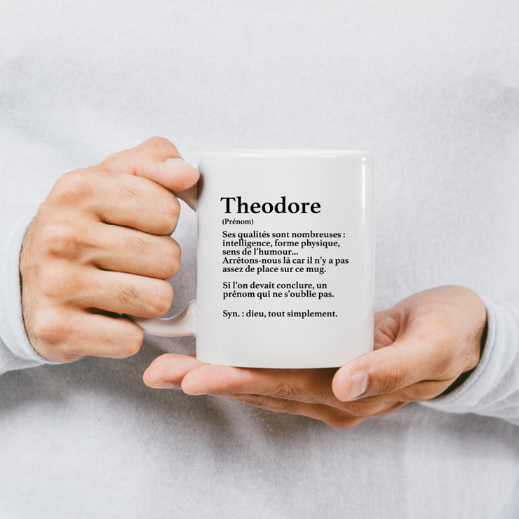 quotedazur - Mug Définition Prénom Theodore Dieu Tout Simplement - Cadeau Humour Prénom - Idée Cadeau Famille Saint Valentin - Tasse Prénom Theodore