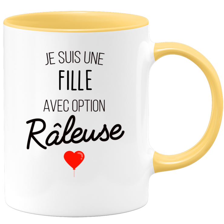 quotedazur - Mug Je Suis Une Fille Avec Option Râleuse - Cadeau Idéal Pour Fille - Cadeau Personnalisé Pour Femme - Cadeau Original Pour Anniversaire Ou Noël