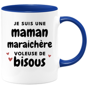 quotedazur - Mug Je Suis Une Maman Maraichère Voleuse De Bisous - Cadeau Fête Des Mères Original - Idée Cadeau Pour Anniversaire Maman - Cadeau Pour Future Maman Naissance