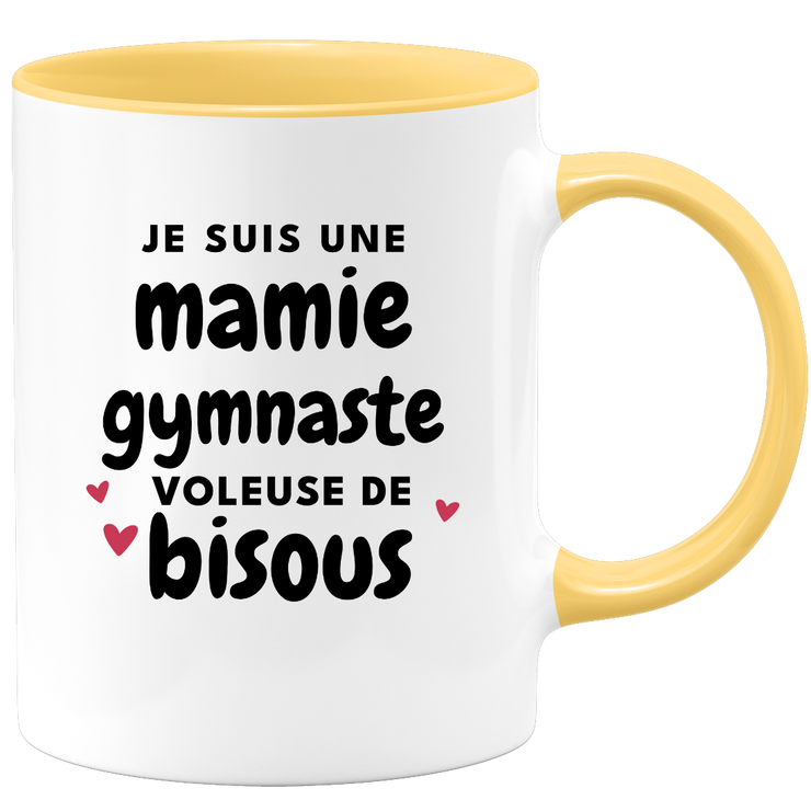 quotedazur - Mug Je Suis Une Mamie Gymnaste Voleuse De Bisous - Cadeau Fête Des Grand Mères Original - Idée Cadeau Pour Anniversaire Mémé Gymnastique - Cadeau Future Mamy Naissance