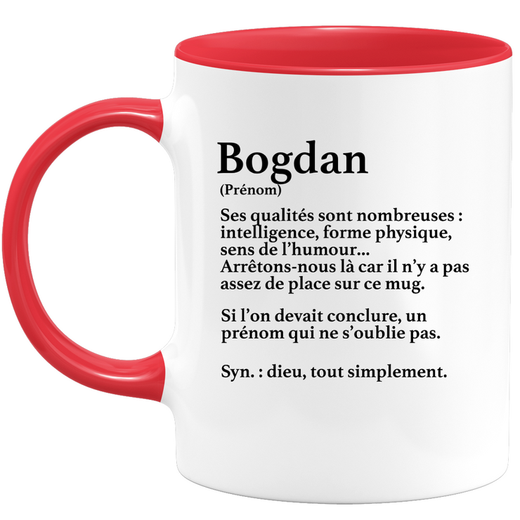 quotedazur - Mug Définition Prénom Bogdan Dieu Tout Simplement - Cadeau Humour Prénom - Idée Cadeau Famille Saint Valentin - Tasse Prénom Bogdan