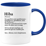 quotedazur - Mug Définition Prénom Hiba Déesse Tout Simplement - Cadeau Humour Prénom - Idée Cadeau Famille Saint Valentin - Tasse Prénom Hiba - Idéal Pour Noël Au Bureau