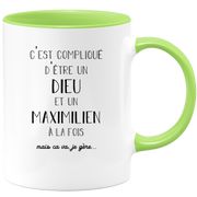 quotedazur - Mug Compliqué D'Être Un Dieu Et Un Maximilien Mais Ça Va Je Gère - Cadeau Humour Prénom - Idée Cadeau Famille Saint Valentin - Tasse Prénom Maximilien