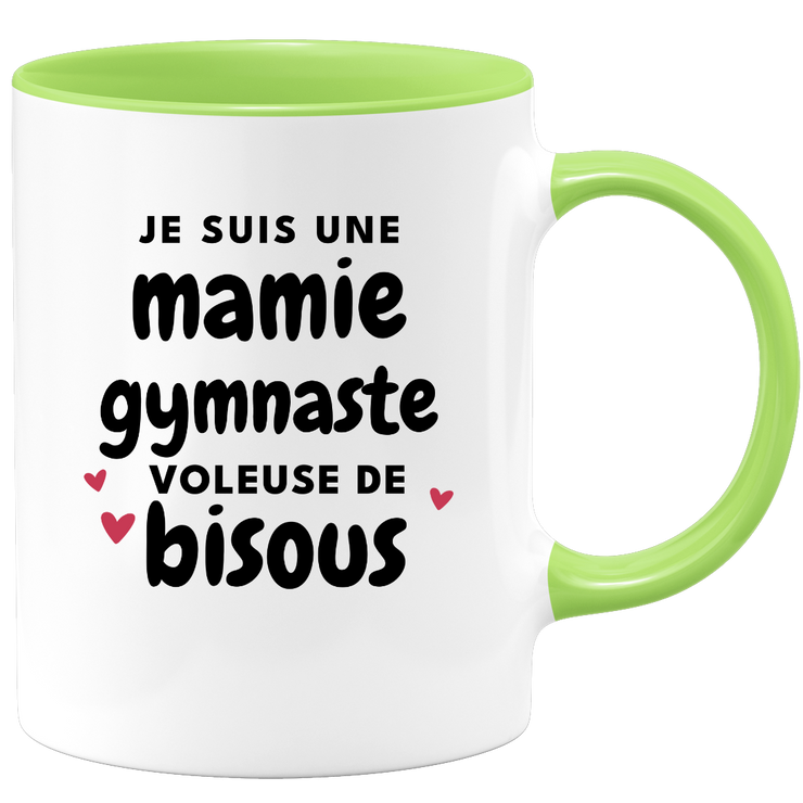 quotedazur - Mug Je Suis Une Mamie Gymnaste Voleuse De Bisous - Cadeau Fête Des Grand Mères Original - Idée Cadeau Pour Anniversaire Mémé Gymnastique - Cadeau Future Mamy Naissance