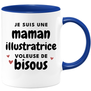 quotedazur - Mug Je Suis Une Maman Illustratrice Voleuse De Bisous - Cadeau Fête Des Mères Original - Idée Cadeau Pour Anniversaire Maman - Cadeau Pour Future Maman Naissance