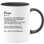 quotedazur - Mug Définition Prénom Yves Dieu Tout Simplement - Cadeau Humour Prénom - Idée Cadeau Famille Saint Valentin - Tasse Prénom Yves