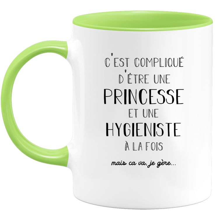 quotedazur - Mug Princesse Et Hygieniste A La Fois Mais Je Gère - Tasse Cadeau Femme Travail Fête Des Mères Anniversaire - Cadeau Départ ou Noël Pour Une Hygieniste