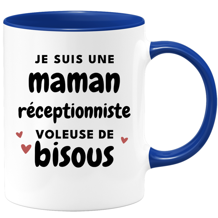 quotedazur - Mug I'm A Receptionist Mum Who Steals Kisses - Original Mother's Day Gift - Gift Idea For Mum Birthday - Gift For Future Mum Birth