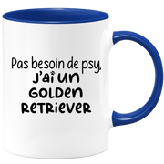 quotedazur - Mug Pas Besoin De Psy J'ai Un Golden Retriever - Cadeau Humour Chien - Tasse Originale Animaux Cadeau Noël Anniversaire