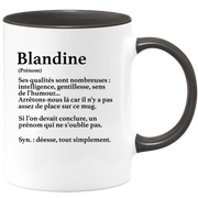 quotedazur - Mug Définition Prénom Blandine Déesse Tout Simplement - Cadeau Humour Prénom - Idée Cadeau Famille Saint Valentin - Tasse Prénom Blandine - Idéal Pour Noël Au Bureau