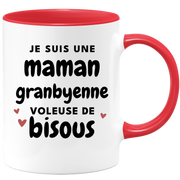 quotedazur - Mug Je Suis Une Maman Granbyenne Voleuse De Bisous - Cadeau Pour Granbyenne - Cadeau Personnalisé Pour Femme - Cadeau Original Pour Anniversaire, Noël, Future Maman Naissance