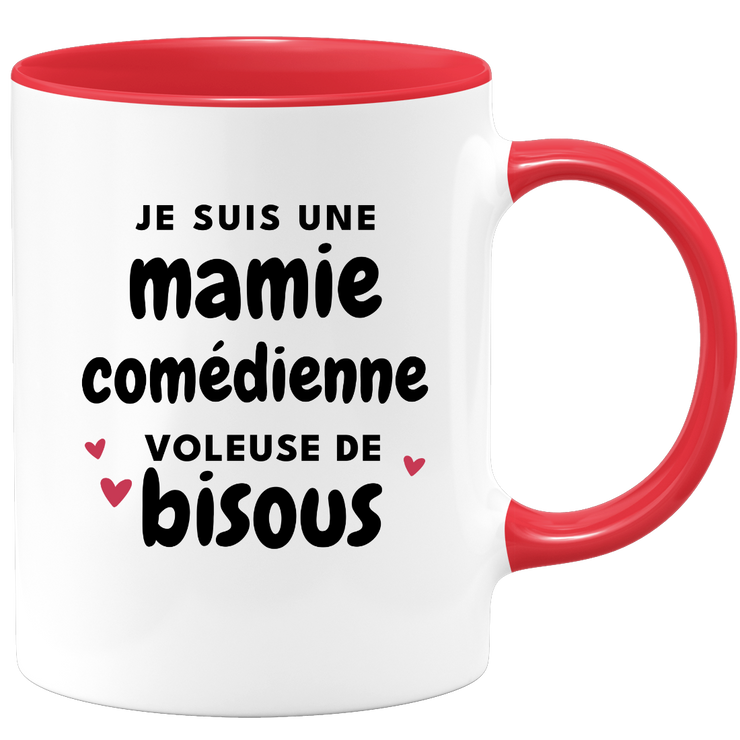 quotedazur - Mug Je Suis Une Mamie Comédienne Voleuse De Bisous - Cadeau Fête Des Grand Mères Original - Idée Cadeau Pour Anniversaire Mémé Théâtre - Cadeau Future Mamy Naissance