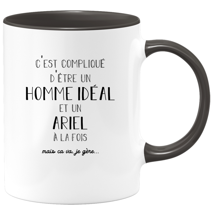 quotedazur - Mug Compliqué D'Être Un Homme Idéal Et Un Ariel Mais Ça Va Je Gère - Cadeau Humour Prénom - Idée Cadeau Famille Saint Valentin - Tasse Prénom Ariel