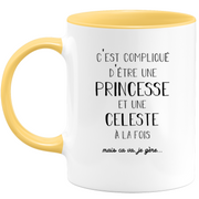 quotedazur - Mug Prénom Celeste Compliqué D'Être Une Princesse Et Une Celeste Mais Ca Va Je Gère - Cadeau Humour Prénom - Idée Cadeau  Saint Valentin - Tasse Prénom Celeste - Idéal Pour Noël