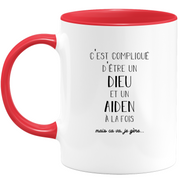 quotedazur - Mug Compliqué D'Être Un Dieu Et Un Aiden Mais Ça Va Je Gère - Cadeau Humour Prénom - Idée Cadeau Famille Saint Valentin - Tasse Prénom Aiden