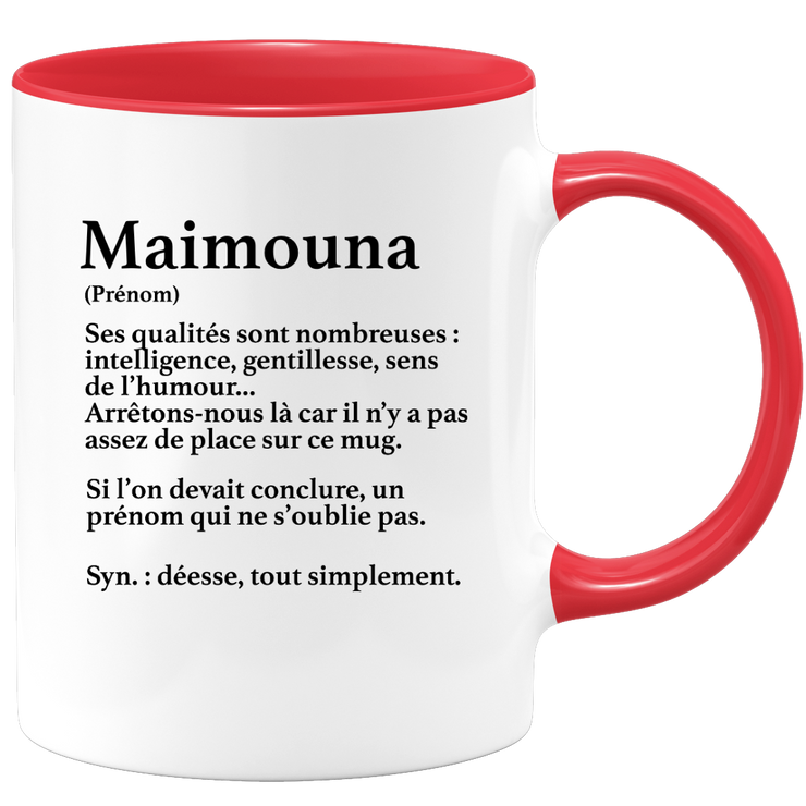 Maïmouna Gift Mug - Maïmouna definition - Personalized first name gift Birthday Woman Christmas departure colleague - Ceramic - White