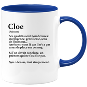 quotedazur - Mug Définition Prénom Cloe Déesse Tout Simplement - Cadeau Humour Prénom - Idée Cadeau Famille Saint Valentin - Tasse Prénom Cloe - Idéal Pour Noël Au Bureau