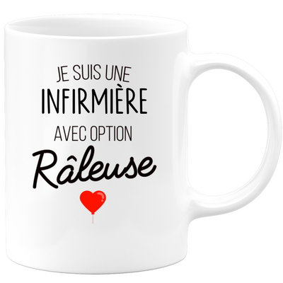 quotedazur - Mug Je Suis Une Infirmière Avec Option Râleuse - Cadeau Humour Pour Une Collègue Femme Infirmière - Tasse Idéale Pour Noël, Anniversaire, Départ Retraite, Mutation, Nouveau Poste