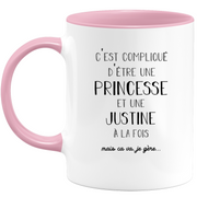 Justine gift mug - complicated to be a princess and a justine - Personalized first name gift Birthday woman Christmas departure colleague