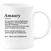 Amaury Gift Mug - definition Amaury - Personalized first name gift Birthday Man Christmas departure colleague - Ceramic - White