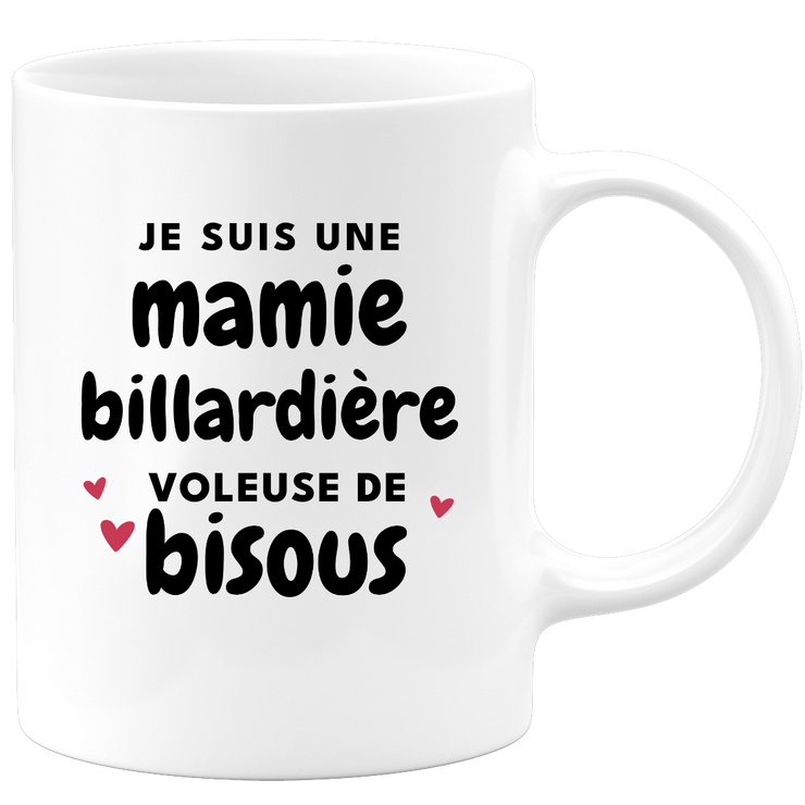 quotedazur - Mug Je Suis Une Mamie Billardière Voleuse De Bisous - Cadeau Fête Des Grand Mères Original - Idée Cadeau Pour Anniversaire Mémé Billard - Cadeau Future Mamy Naissance