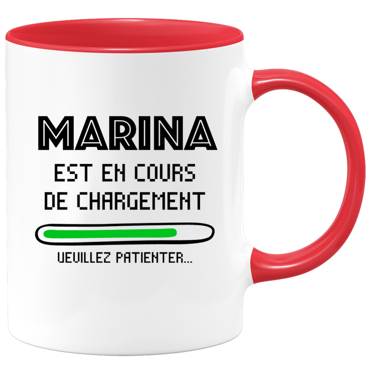 quotedazur - Mug Marina Est En Cours De Chargement Veuillez Patienter - Cadeau Marina Prénom Femme Personnalisé - Cadeau Annniversaire Noël Adolescent Collègue