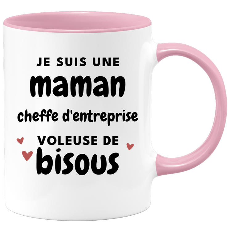 quotedazur - Mug Je Suis Une Maman Cheffe d'entreprise Voleuse De Bisous - Cadeau Fête Des Mères Original - Idée Cadeau Pour Anniversaire Maman - Cadeau Pour Future Maman Naissance