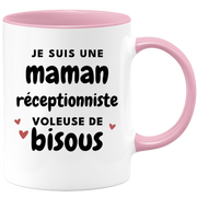 quotedazur - Mug I'm A Receptionist Mum Who Steals Kisses - Original Mother's Day Gift - Gift Idea For Mum Birthday - Gift For Future Mum Birth