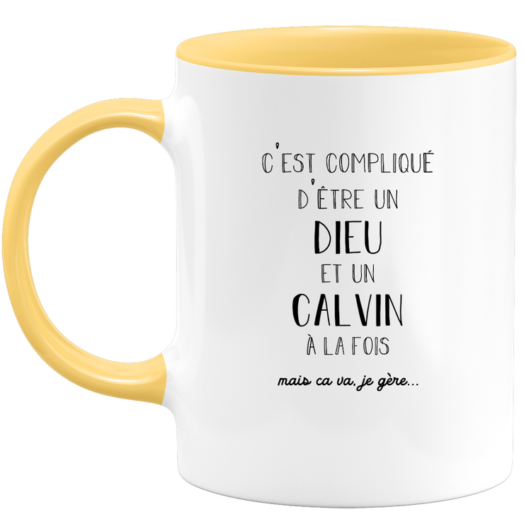 Mug Calvin gift - Calvin god - Personalized first name gift Birthday Man Christmas departure colleague - Ceramic - White