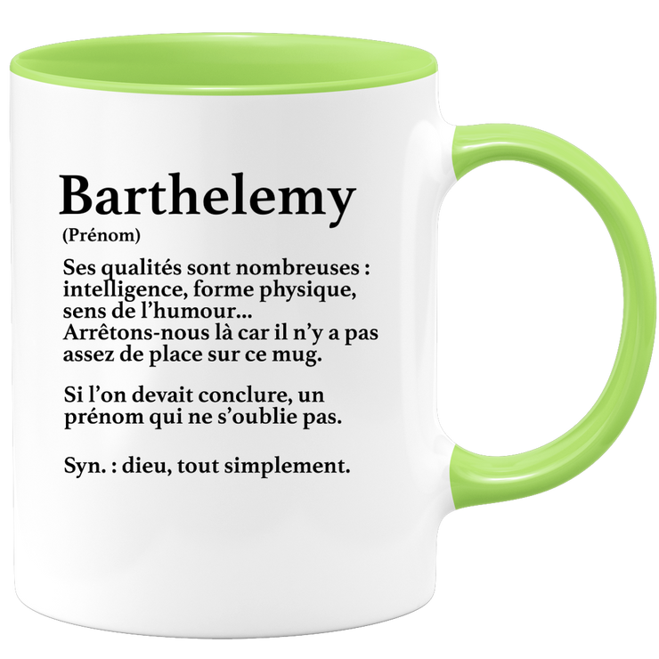 quotedazur - Mug Définition Prénom Barthelemy Dieu Tout Simplement - Cadeau Humour Prénom - Idée Cadeau Famille Saint Valentin - Tasse Prénom Barthelemy