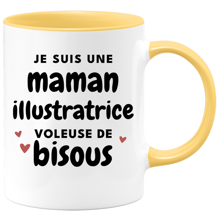 quotedazur - Mug Je Suis Une Maman Illustratrice Voleuse De Bisous - Cadeau Fête Des Mères Original - Idée Cadeau Pour Anniversaire Maman - Cadeau Pour Future Maman Naissance