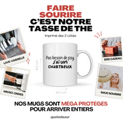 quotedazur - Mug Pas Besoin De Psy J'ai Un Chartreux - Cadeau Humour Chat - Tasse Originale Animaux Cadeau Noël Anniversaire