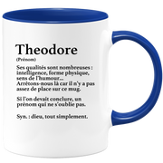 quotedazur - Mug Définition Prénom Theodore Dieu Tout Simplement - Cadeau Humour Prénom - Idée Cadeau Famille Saint Valentin - Tasse Prénom Theodore