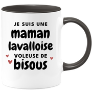 quotedazur - Mug Je Suis Une Maman Lavalloise Voleuse De Bisous - Cadeau Pour Lavalloise - Cadeau Personnalisé Pour Femme - Cadeau Original Pour Anniversaire, Noël, Future Maman Naissance