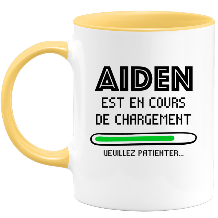 quotedazur - Mug Aiden Est En Cours De Chargement Veuillez Patienter - Cadeau Aiden Prénom Homme Personnalisé - Cadeau Annniversaire Noël Adolescent Collègue