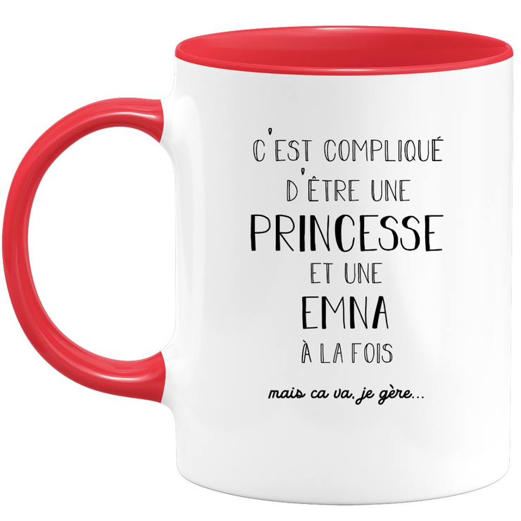 Emna gift mug - complicated to be a princess and an emna - Personalized first name gift Birthday woman Christmas departure colleague