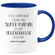 quotedazur - Mug Super Maman Et Televendeuse A La Fois Mais Je Gère - Tasse Cadeau Maman Fête Des Mères Anniversaire - Cadeau Pour Jeune Ou Future Maman Suite À Une Naissance